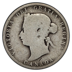 SOLD Canada 1880-H Narrow 0 25 Cents Quarter Silver Coin - Good