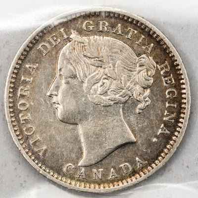 Canada 1896 Obverse 6 10 Cents Dime Silver Coin - ICCS EF-40