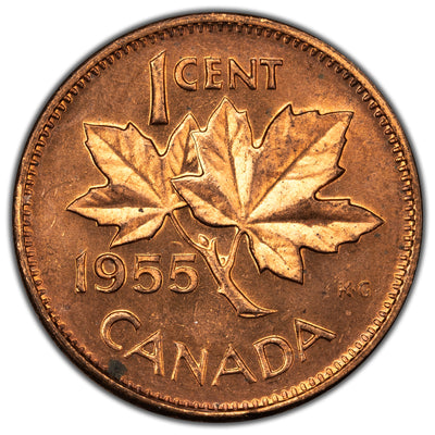 SOLD Canada 1955 SF 1 Small Cent Coin - Brilliant Uncirculated