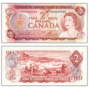 SOLD $2 1974 Bank of Canada Note *BM Replacement Prefix BC-47aA - EF/AU