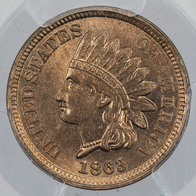 SOLD United States 1863 1 Cent Indian Head Penny Coin - PCGS MS-64