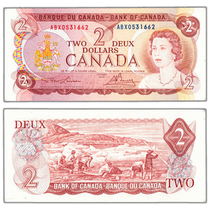 SOLD $2 1974 Bank of Canada Note ADX Replacement Prefix BC-47aA-i - Choice UNC