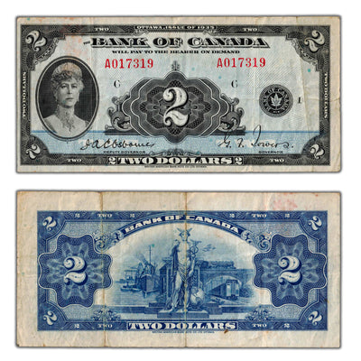 $2 1935 Bank of Canada Note English Text BC-3 - VF (light staining)
