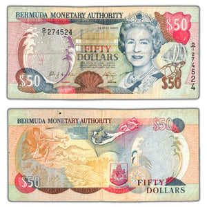SOLD Bermuda 2000 $50 Fifty Dollars Note P #54a - Writing