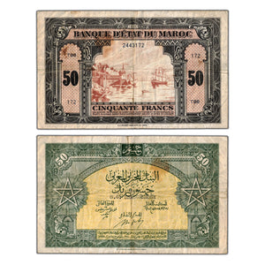 SOLD Morocco 1943 50 Francs Note P #26 - Circulated