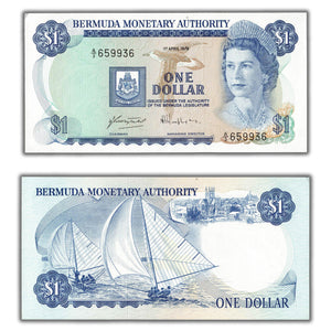 SOLD Bermuda 1978 $1 One Dollar Note P #28b - AU-58