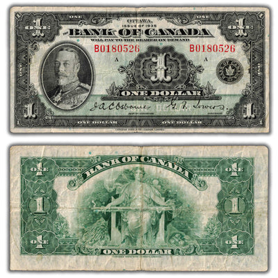 $1 1935 Bank of Canada Note English Text Series B BC-1 - F/VF