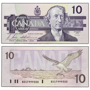 SOLD $10 1989 Bank of Canada Note Bonin-Thiessen BDS Prefix BC-57b - Ch UNC