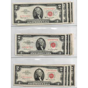 SOLD Lot of 12 United States 1953 $2 United States Notes - All Circulated Grades