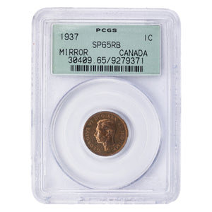 SOLD Canada 1937 1 Small Cent Coin - PCGS Mirror Specimen SP-65 RB