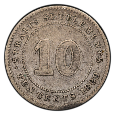 SOLD Straits Settlements 1889 10 Cents Silver Coin