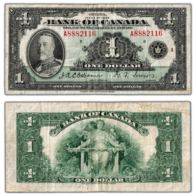 $1 1935 Bank of Canada Note English Text BC-1 - F/VF