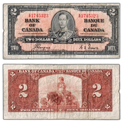 $2 1937 Bank of Canada Note Coyne-Towers E/R Prefix BC-22c - VG/F