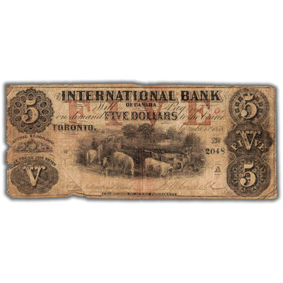 SOLD $5 1858 International Bank of Canada Chartered Note CH #380-10-06-14