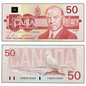 SOLD $50 1988 Bank of Canada Note Bonin-Thiessen FHN Prefix BC-59b