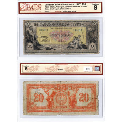 SOLD $20 1917 Canadian Bank of Commerce Canada Chartered Note #75-16-04-20a - BCS VG-8