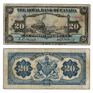 SOLD $10 1913 Royal Bank of Canada Chartered Note #630-12-12 - Minor Crayon
