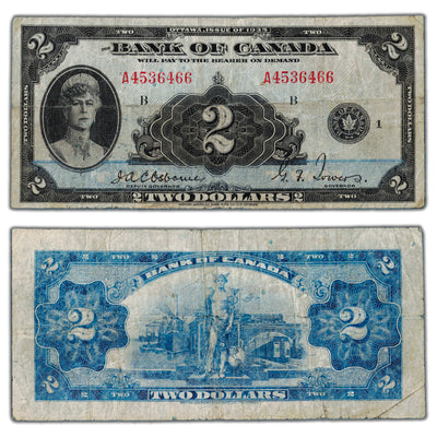 SOLD $2 1935 Bank of Canada Note English Text BC-3 - Fine