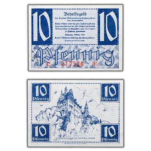 SOLD Germany Württemberg-Hohenzollern 1947 10 Ten Pfennig Note - AU/UNC