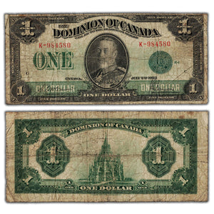 SOLD $1 1923 Dominion of Canada Note Green Seal Series K DC-25d