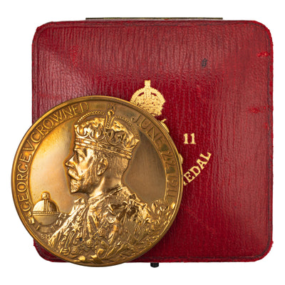 SOLD Great Britain 1911 George V Coronation Bronze Medal 51mm In Original Box