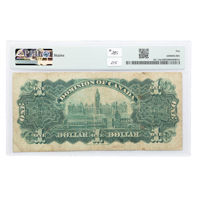 SOLD $1 1898 Dominion of Canada Note Series C DC-13a - PMG VG-10 (stains)