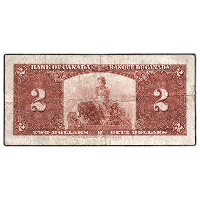 SOLD $2 1937 Bank of Canada Note Gordon-Towers X/B Prefix BC-22b
