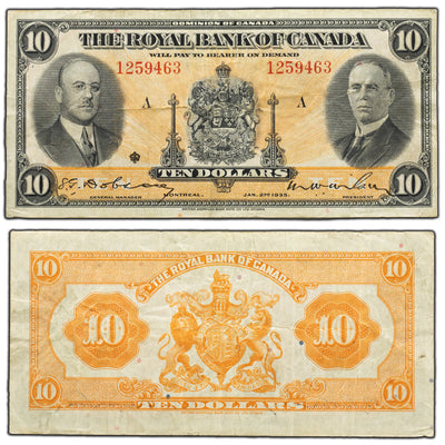 SOLD $10 1935 Royal Bank of Canada Chartered Note #630-18-04a - VF