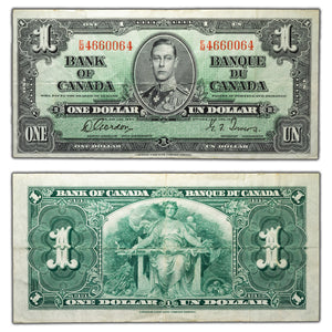 SOLD $1 1937 Bank of Canada Note Gordon-Towers E/M Prefix BC-21c - VF