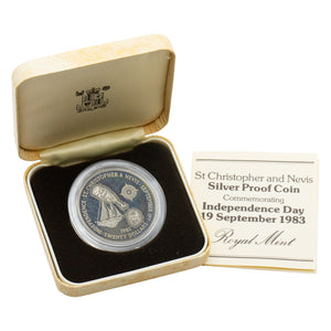 SOLD St Christopher and Nevis 1983 $20 Sterling Silver Proof Coin - Independence Day