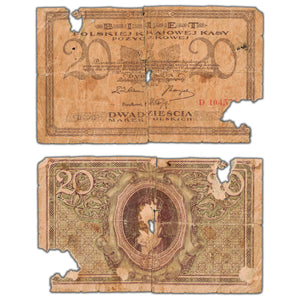 SOLD Poland 1919 20 Marek Note P #21 - Heavily Damaged