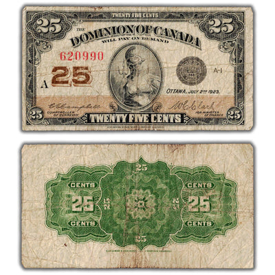 25 Cents 1923 Dominion of Canada Shinplaster Note DC-24d