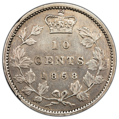 SOLD Canada 1858 10 Cents Dime Silver Coin - First Year of Issue - F-15
