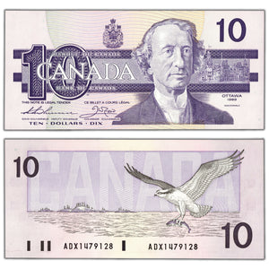 SOLD $10 1989 Bank of Canada Note ADX Replacement Prefix BC-57aA - Choice UNC