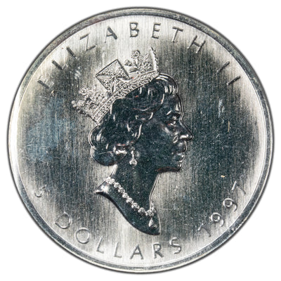 SOLD Canada 1997 $5 1oz .999 Fine Silver Maple Leaf Key Date! - ICCS MS-67
