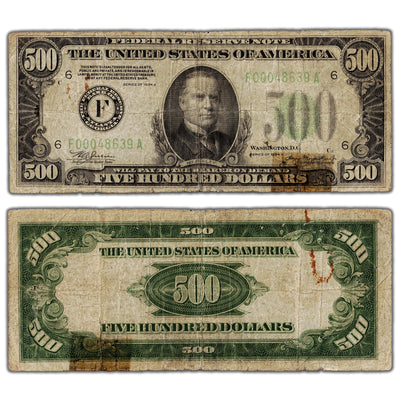 SOLD United States 1934 $500 Atlanta Federal Reserve Note Fr. 2201-F - Tear/Tape/Rust