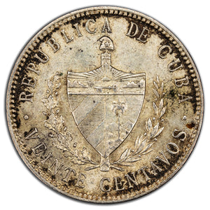 SOLD Cuba 1949 20 Cents Silver Coin