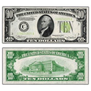 SOLD United States 1934 Light Green Seal $10 Federal Reserve Note Fr #2004-C - AU