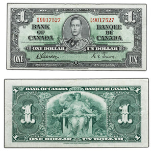 SOLD $1 1937 Bank of Canada Note Gordon-Towers K/M Prefix BC-21c - VF