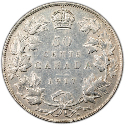 SOLD Canada 1917 50 Cents Half Dollar Silver Coin - Cleaned
