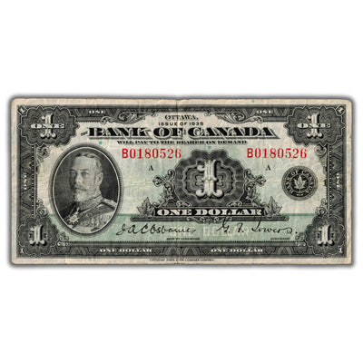 $1 1935 Bank of Canada Note English Text Series B BC-1 - F/VF