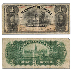 SOLD $1 1898 Dominion of Canada Note Series J DC-13b - Missing Corner Tip