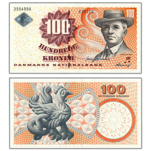 SOLD Denmark 2002 100 Kroner Note P #61a - AU+