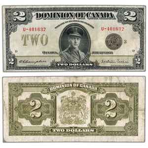 $2 1923 Dominion of Canada Note Black Seal Series U DC-26j - VF