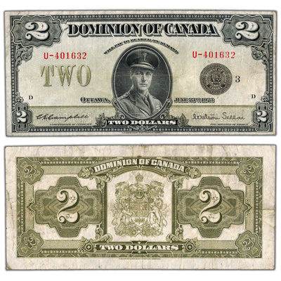 $2 1923 Dominion of Canada Note Black Seal Series U DC-26j - VF