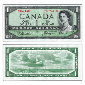 SOLD $1 1954 Bank of Canada Note Devil Face M/A Prefix BC-29b - VF/EF