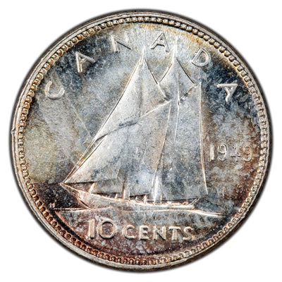 Canada 1949 10 Cents Dime Silver Coin - Uncirculated +