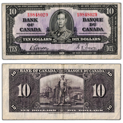 $10 1937 Bank of Canada Note Gordon-Towers K/D Prefix BC-24b - VF