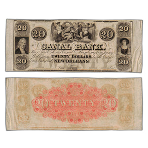 SOLD United States 1800's New Orleans Canal Bank $20 Remainder Note