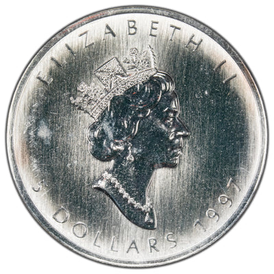 SOLD Canada 1997 $5 1oz .999 Fine Silver Maple Leaf Key Date! - ICCS MS-67